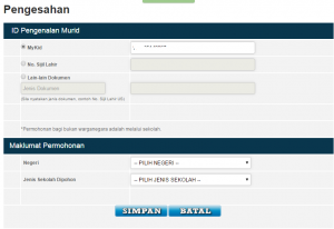 Masukkan No MyKid anak anda