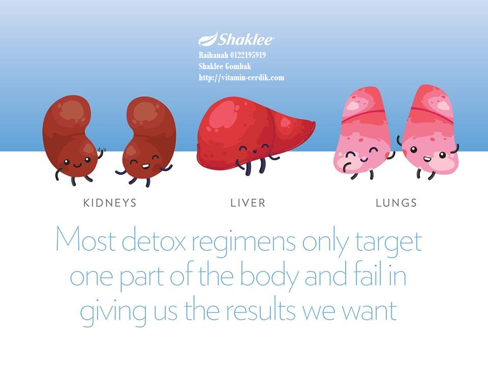 Detox Shaklee memfokuskan program detox secara menyeluruh dan bukan hanya satu organ detox sahaja