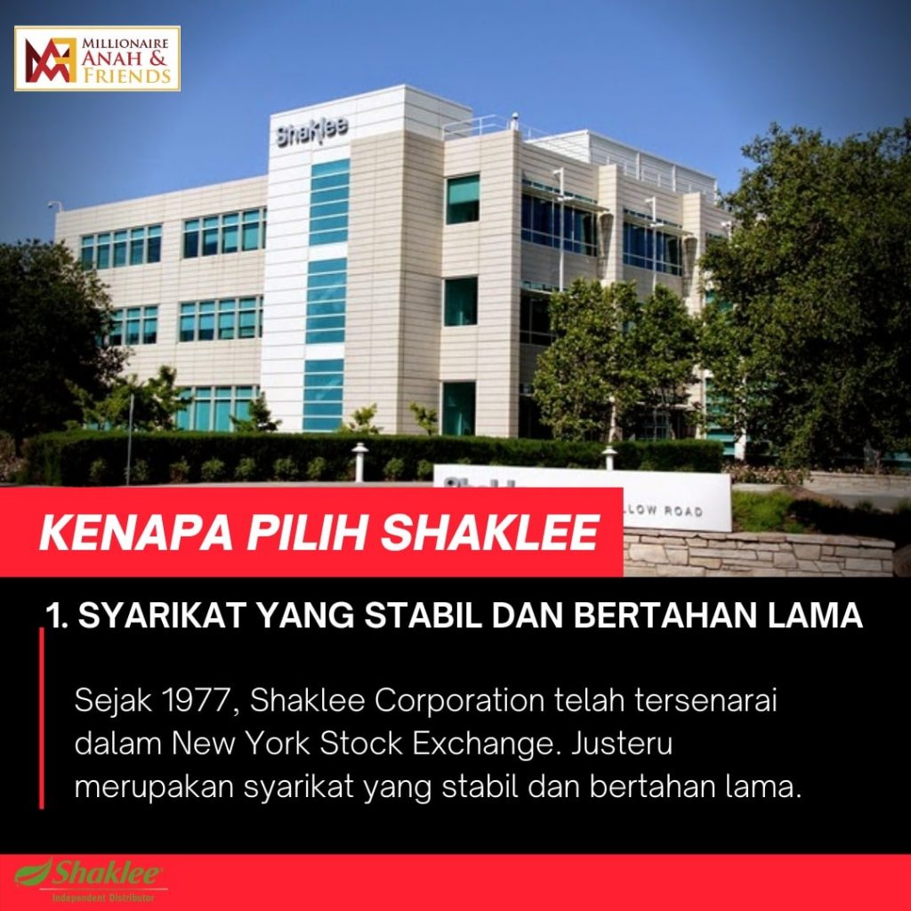 Shaklee telah berada di dunia sejak tahun 1956 dan merupakan syarikat yang stabil, jadi peluang bisnes Shaklee pun best