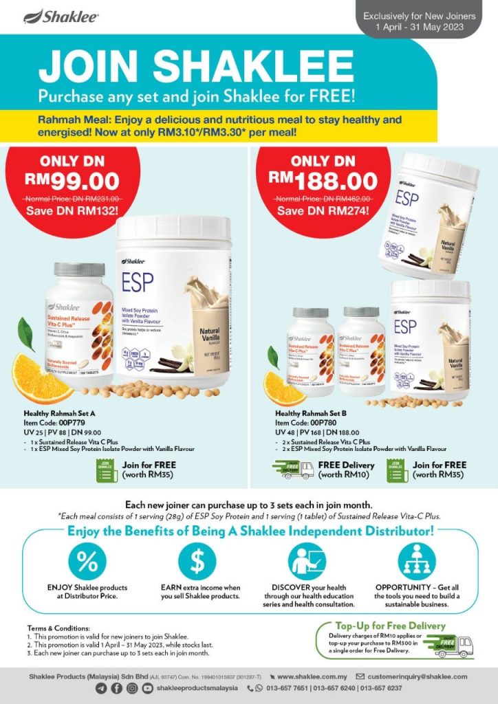 Set Rahmah Shaklee harga harian hanya rm3.50 sahaja