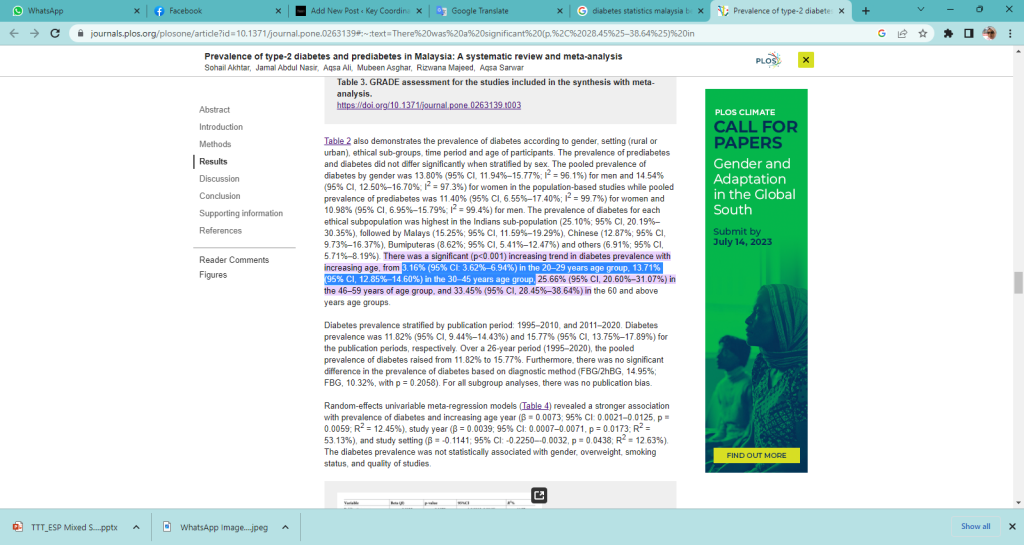 Statistik Diabetes Malaysia Published 2022