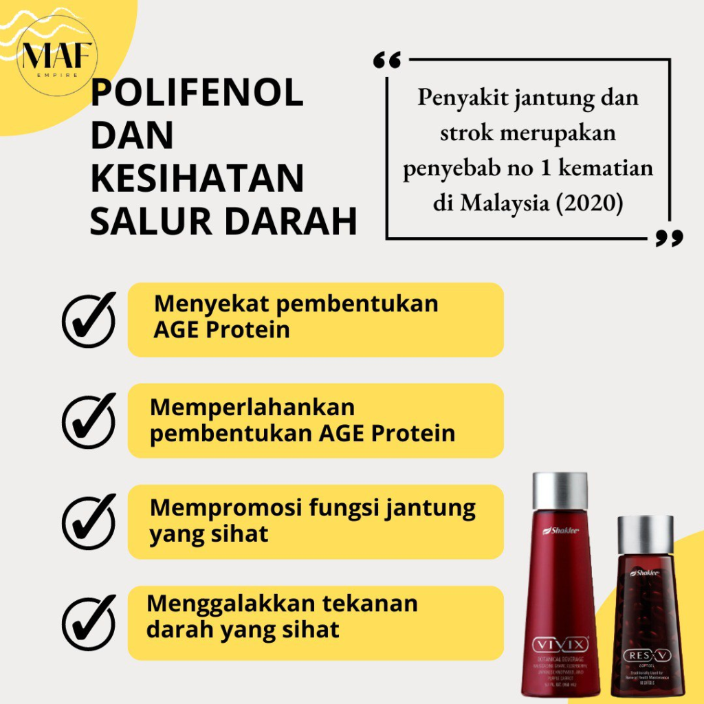 Polifenol bantu kesihatan salur darah Vivix ResV