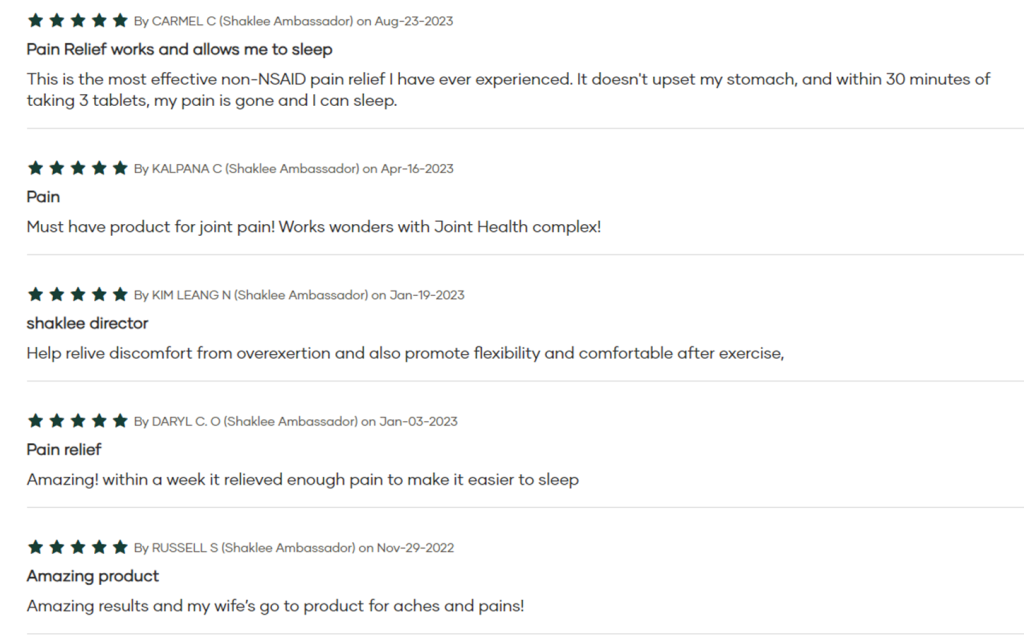 review Pain Relief Shaklee