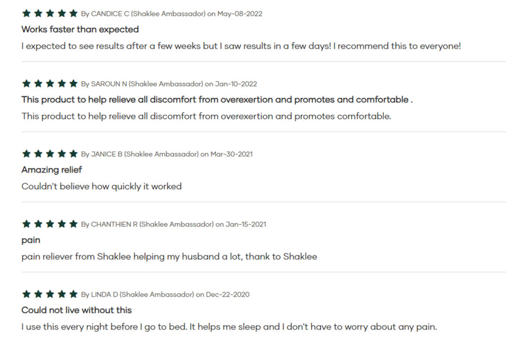 review Pain Relief Shaklee