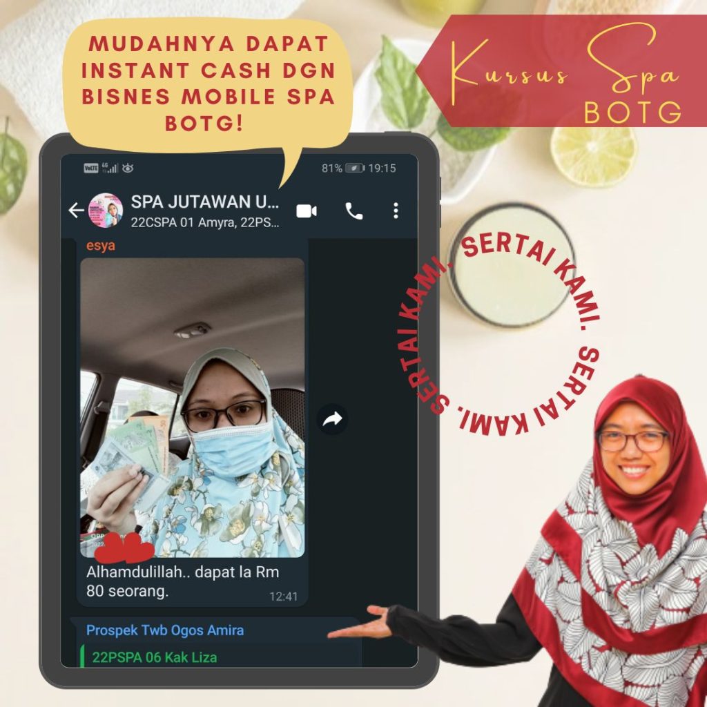 Hari-hari dapat extra cash hasil bisnes mobile SPA BOTG