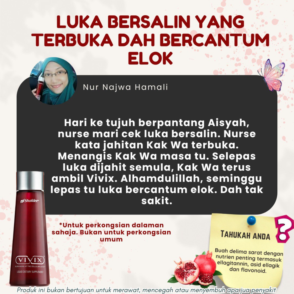 Ambil Vivix atau ResV untuk menjalani tempoh berpantang adalah satu penyelesaian terbaik. Shaklee Untuk Ibu Bersalin