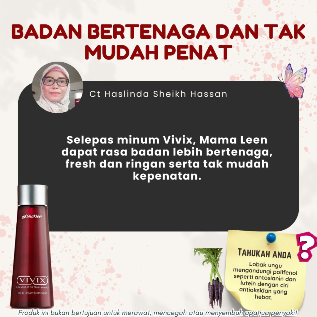 Ambil Vivix atau ResV untuk menjalani tempoh berpantang adalah satu penyelesaian terbaik. Shaklee Untuk Ibu Bersalin bantu beri tenaga