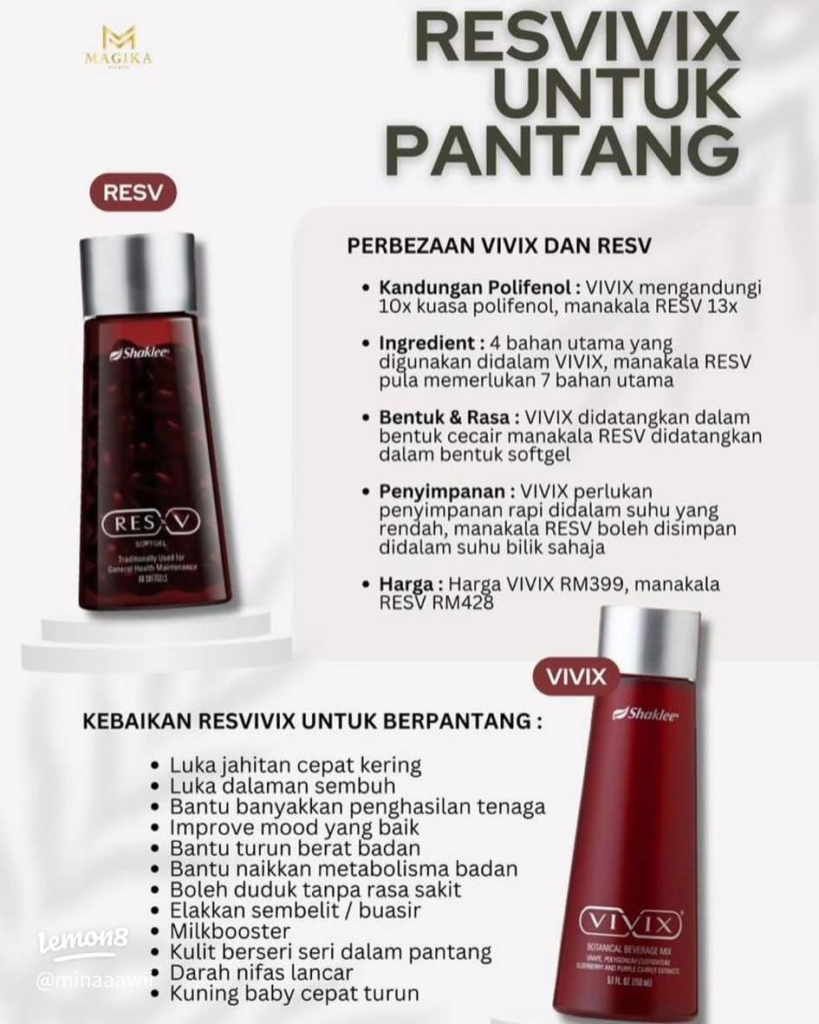 Fungsi dan kebaikan ResV Vivix untuk shaklee untuk ibu bersalin berpantang